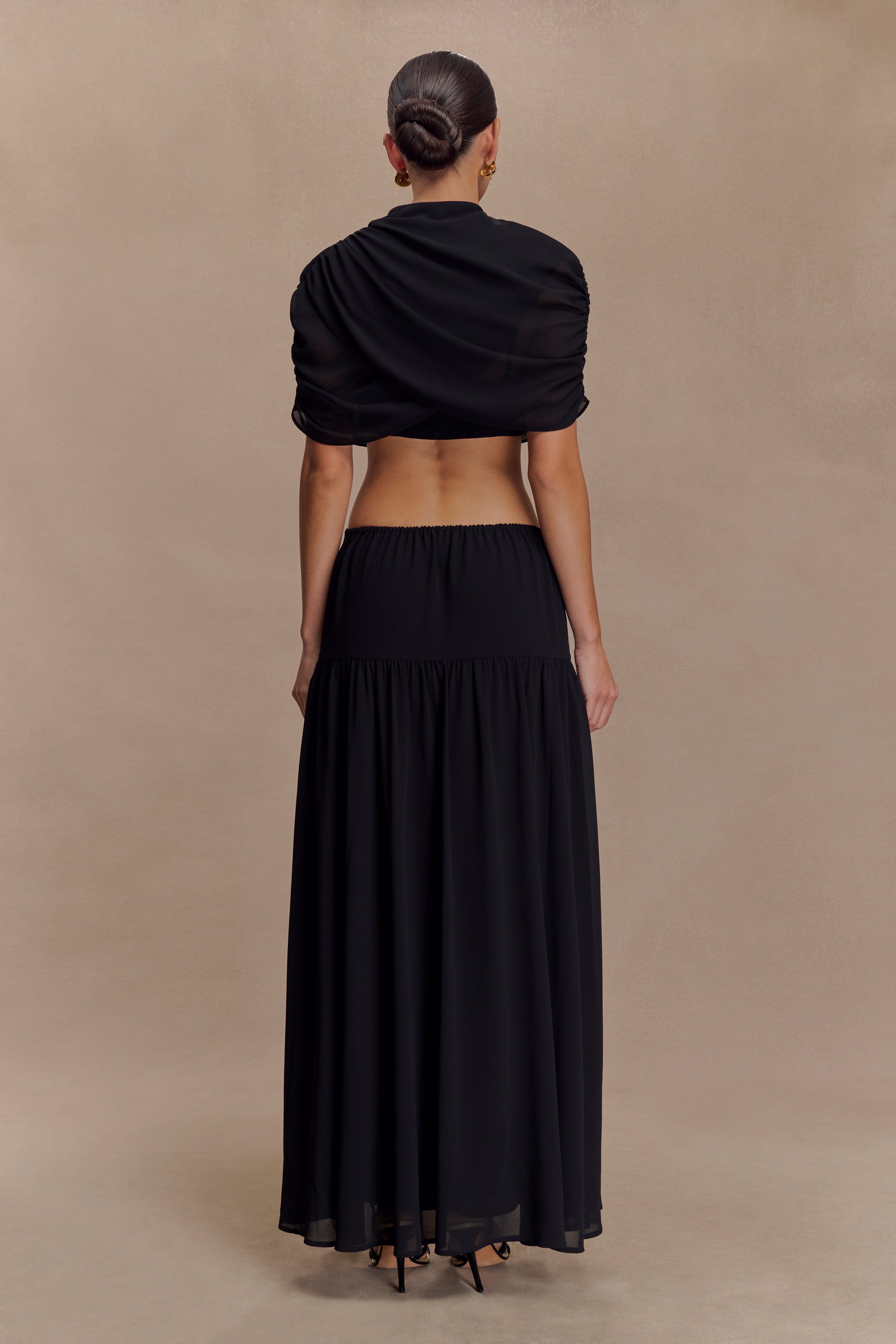 Georgina Chiffon Midi Dress - Black