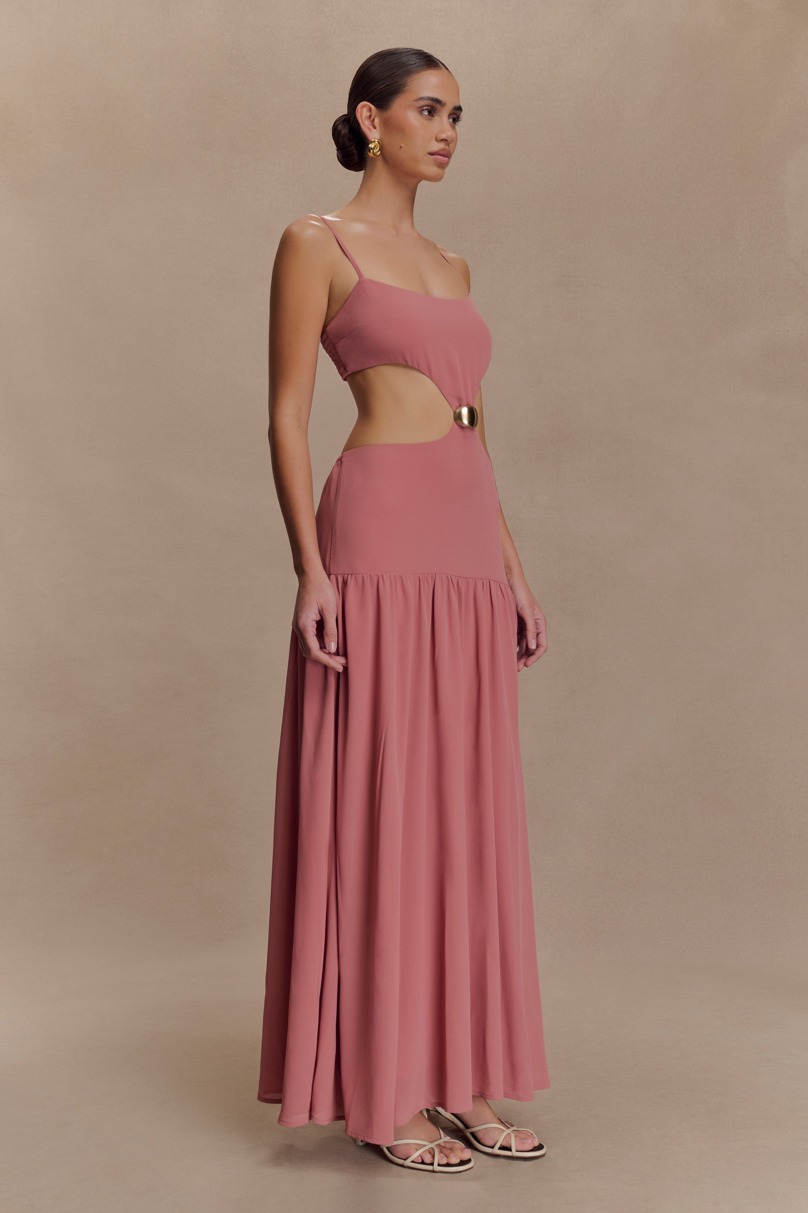 Georgina Chiffon Midi Dress - Burnt Rose