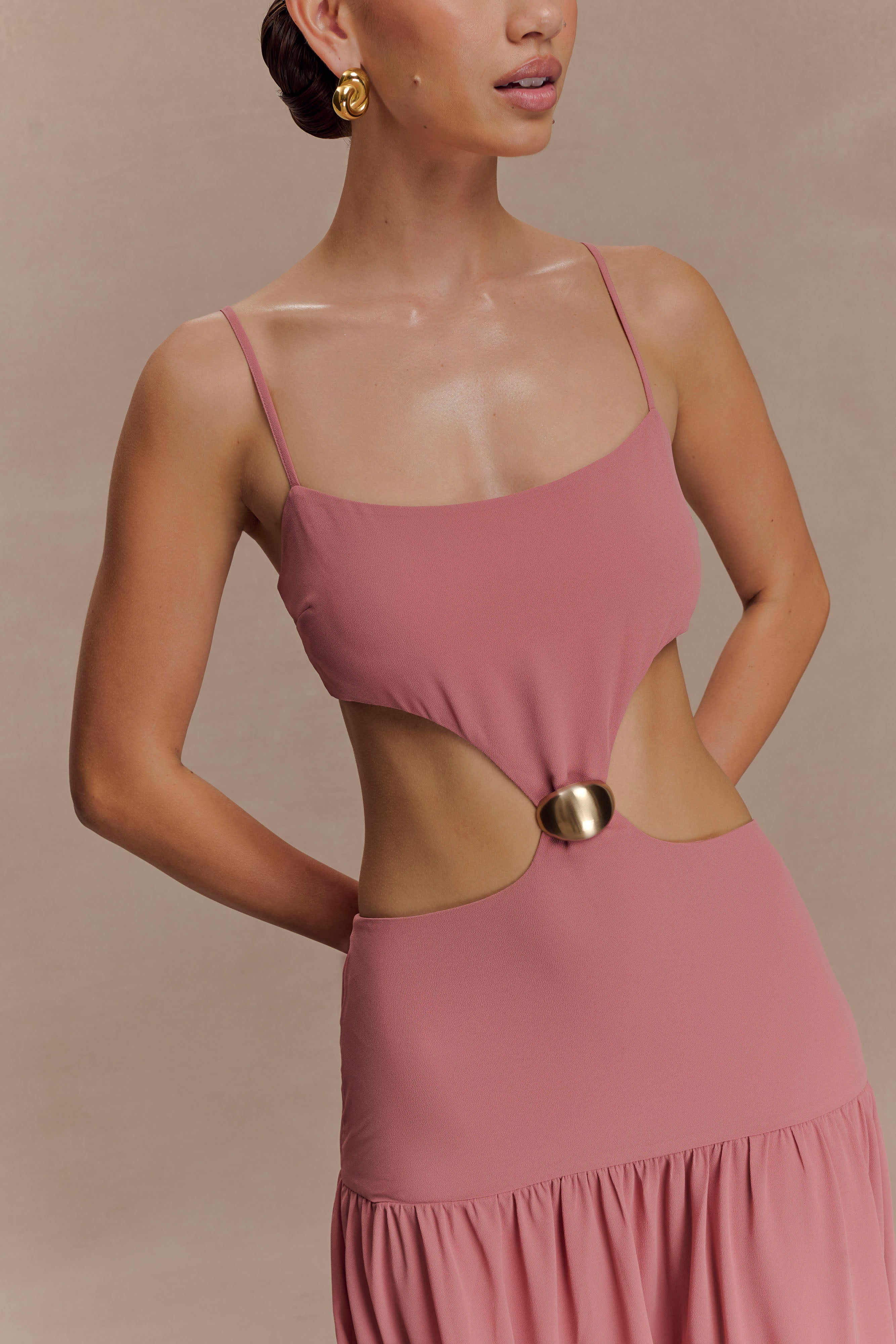 Georgina Chiffon Midi Dress - Burnt Rose