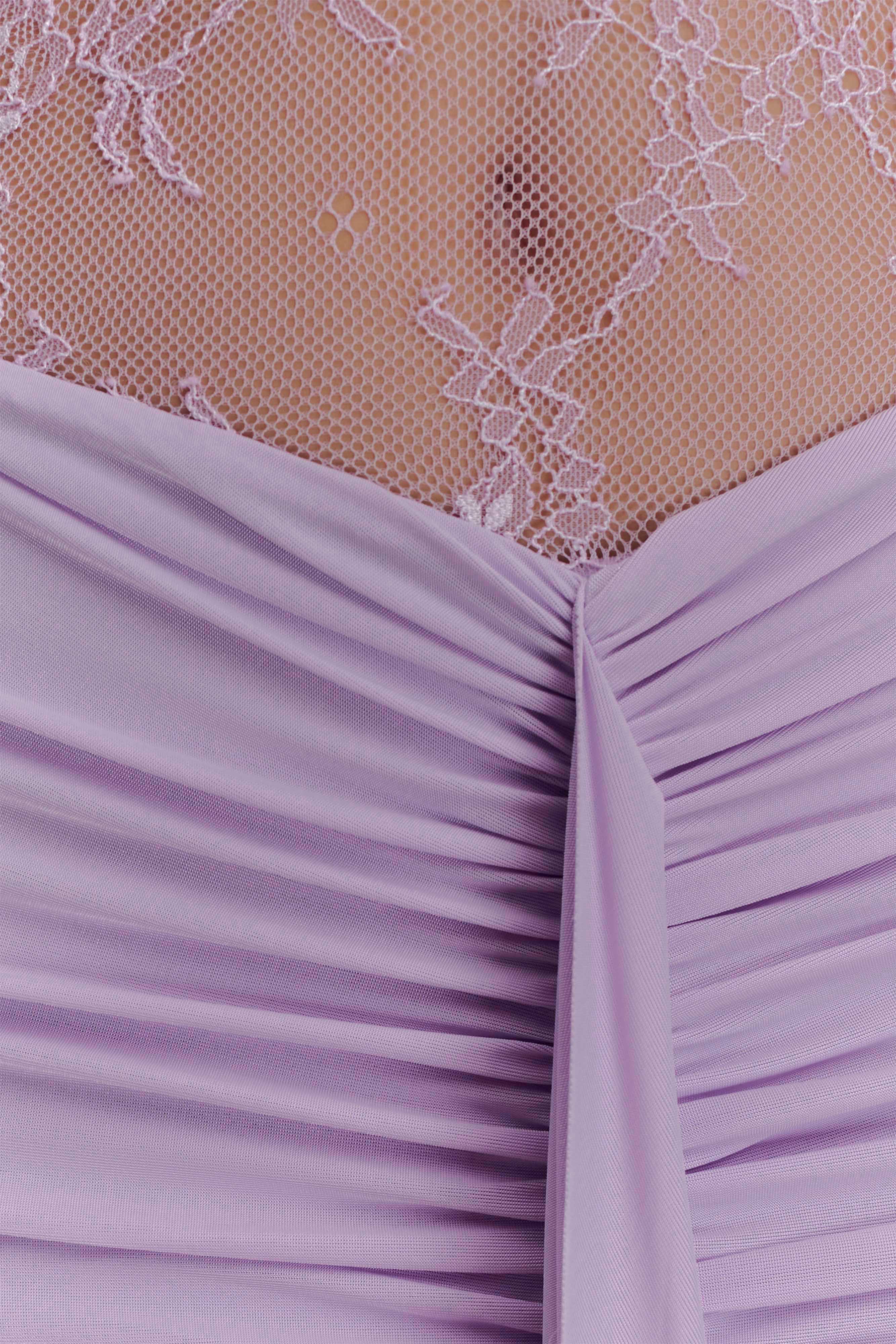 Bonnie Slinky And Lace Maxi Dress - Lilac