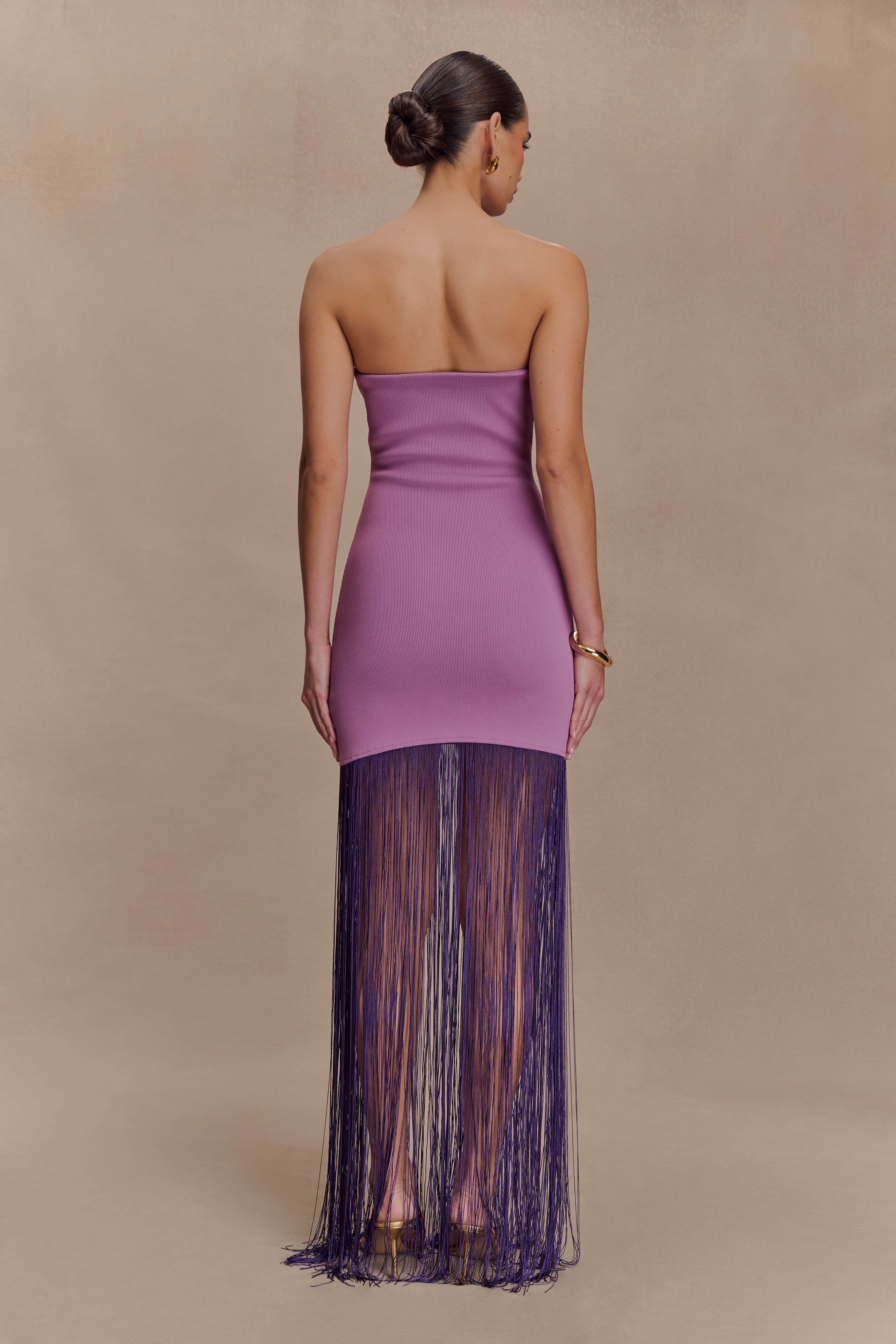 Koah Fringe Bandage Knit Maxi Dress - Purple