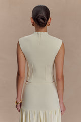 Romaine High Neck Bandage Knit Top - Ivory