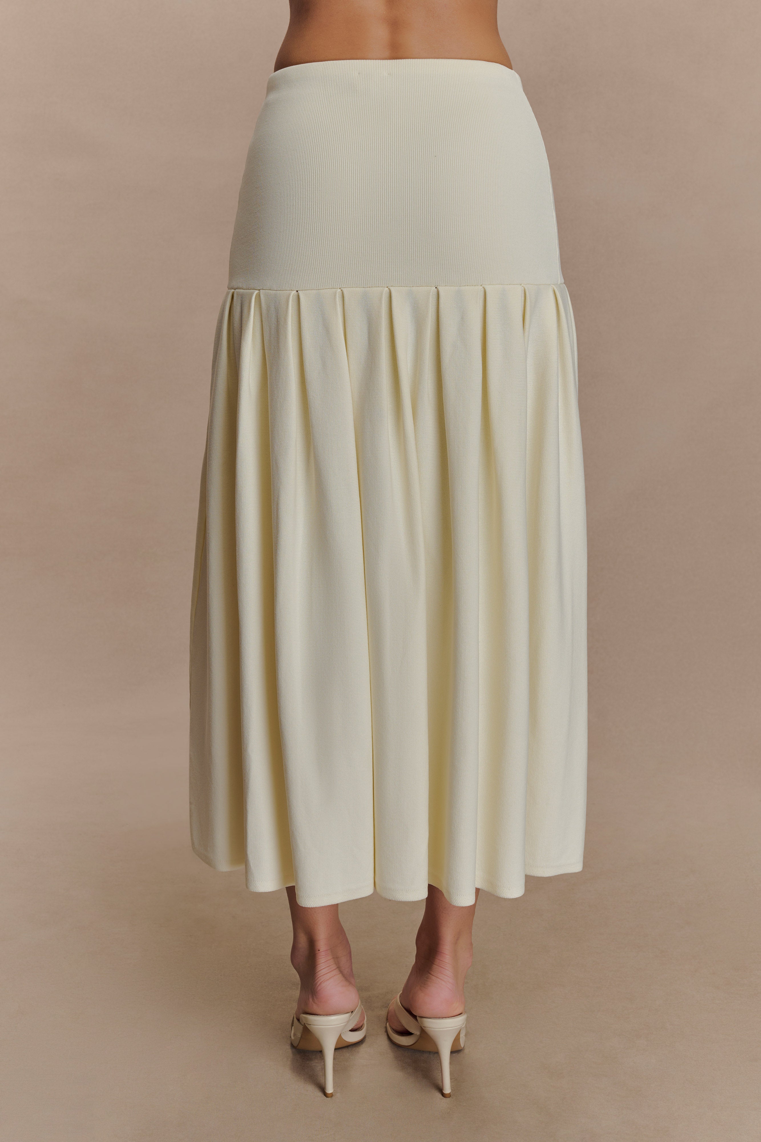 Romaine Bandage Knit Midi Skirt - Ivory