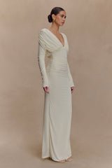 Hayden Long Sleeve Plunge Maxi Dress - Ivory