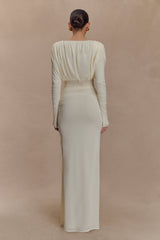 Hayden Long Sleeve Plunge Maxi Dress - Ivory