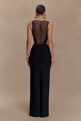 Angelique Beaded Crepe Maxi Dress - Black