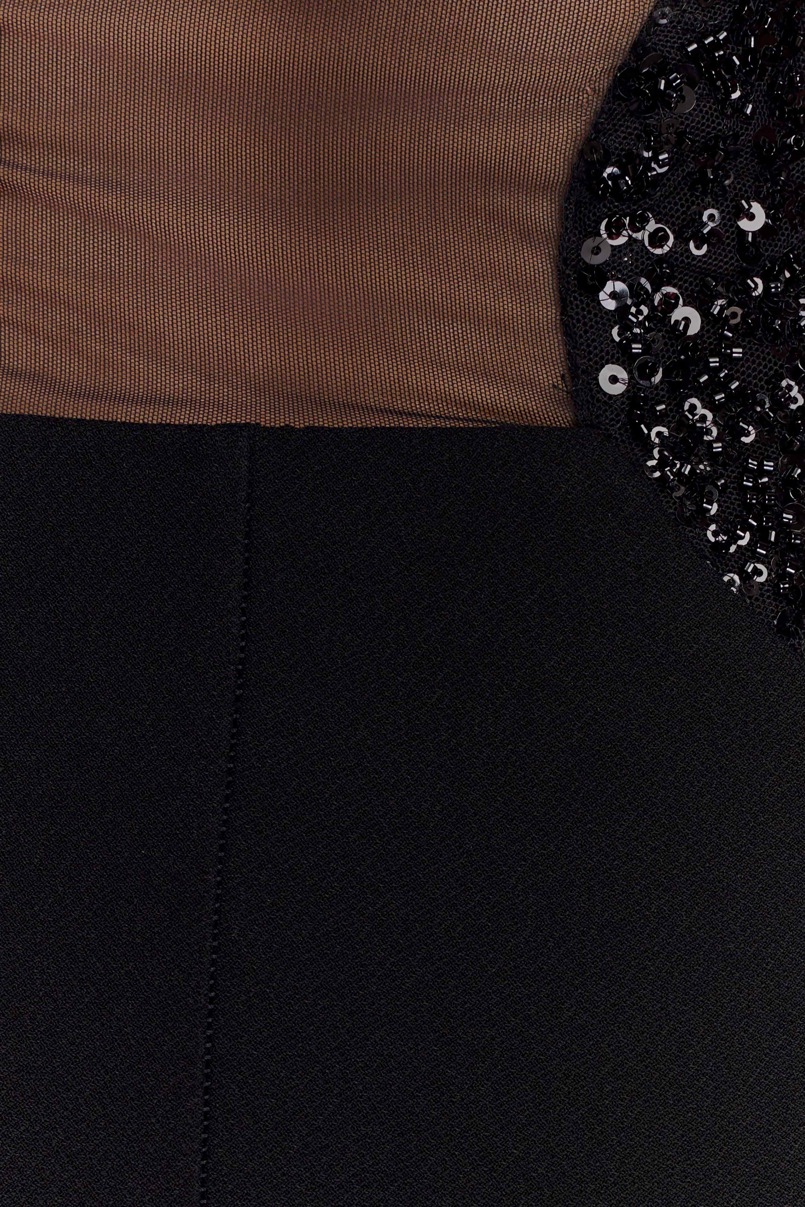 Angelique Beaded Crepe Maxi Dress - Black