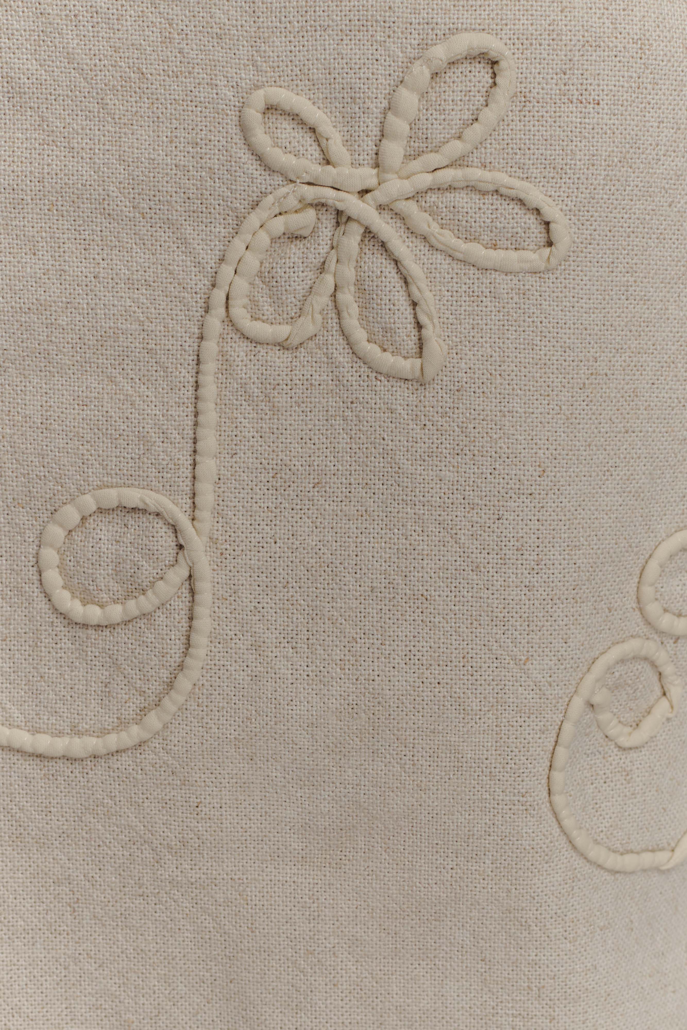 Casey Linen Corded Embroidered Linen Top - Natural