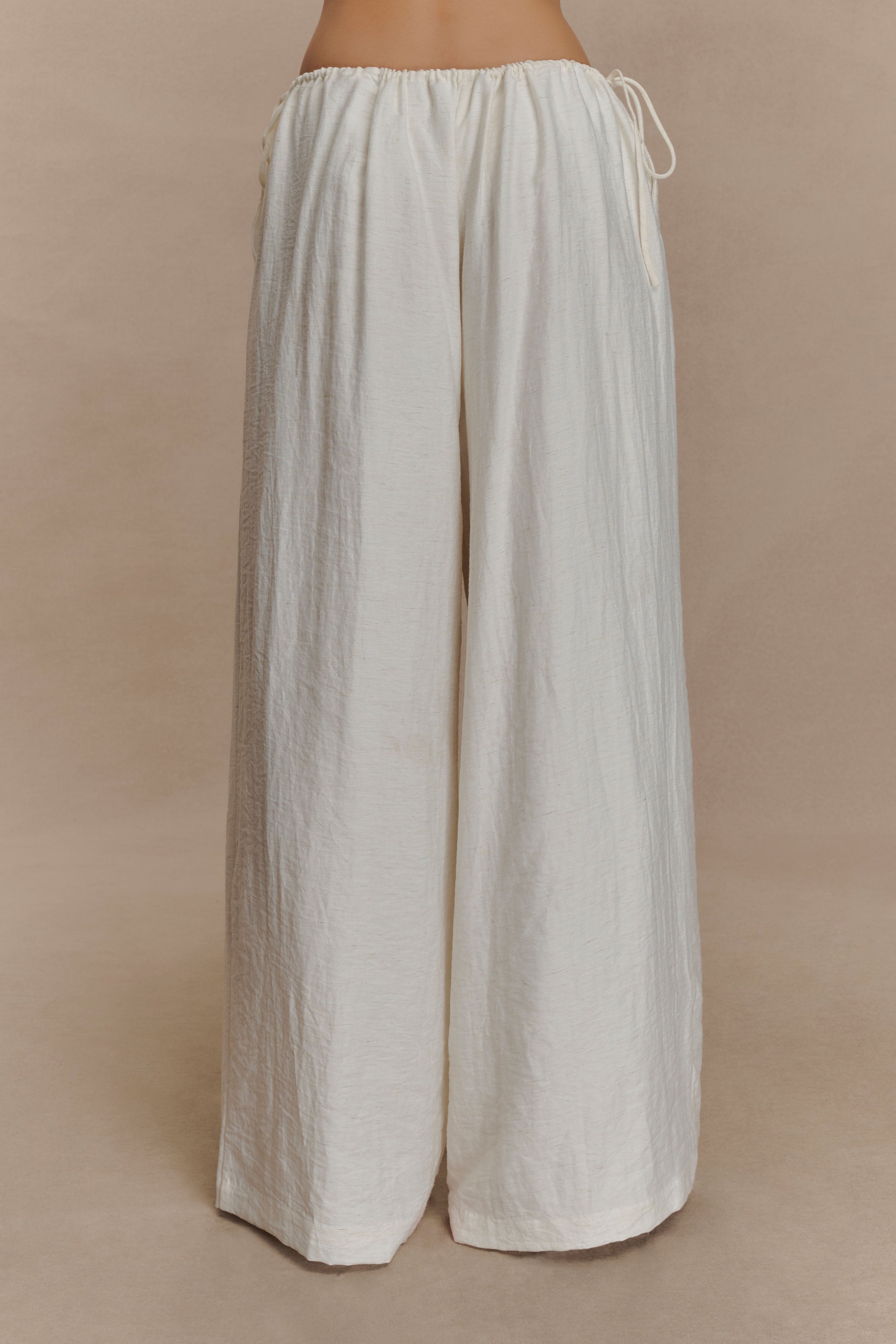 Callum Drawstring Straight Leg Pants - White