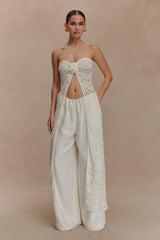 Aeline Strapless Crochet Knit Top - Ivory
