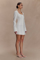 Carina Peplum Cotton Shirt Dress - White