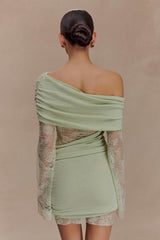 Luxie Lace Knit Mini Dress - Pastel Green