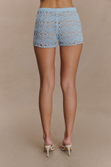 Aeline Crochet Knit Shorts - Sky Blue