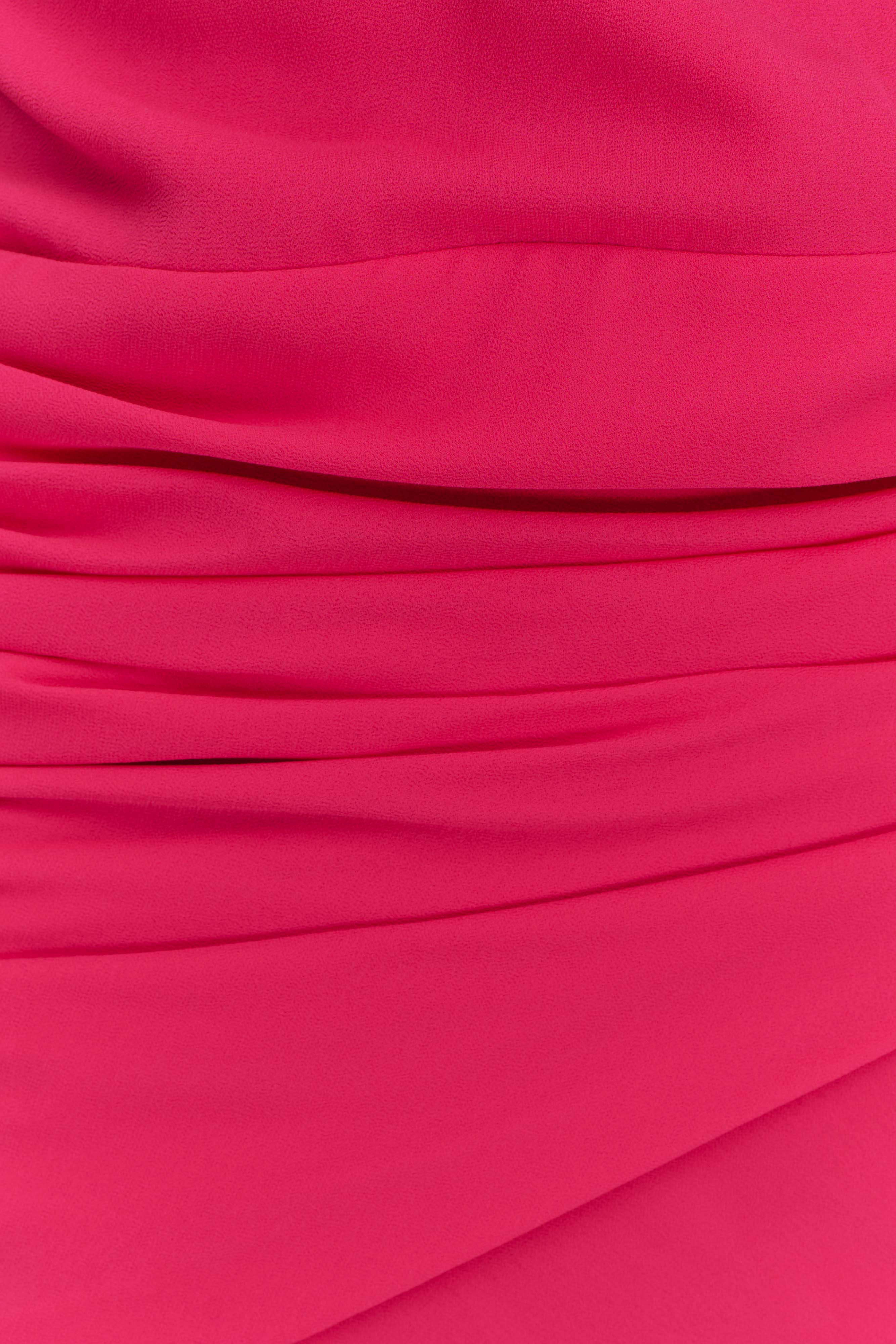 Giulia Chiffon Draped Mini Dress - Raspberry