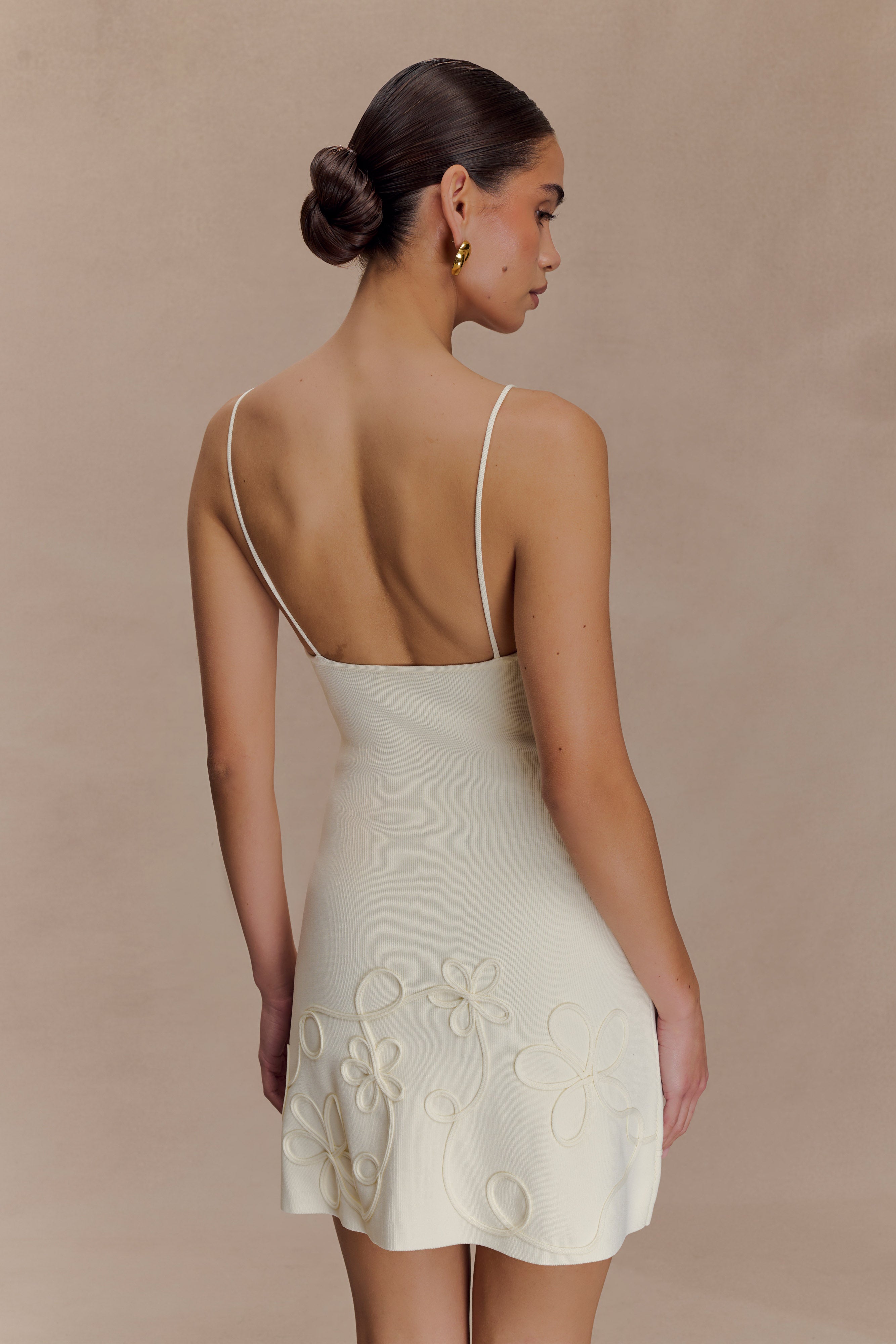 Brullo Embroidery Knit Mini Dress - Ivory