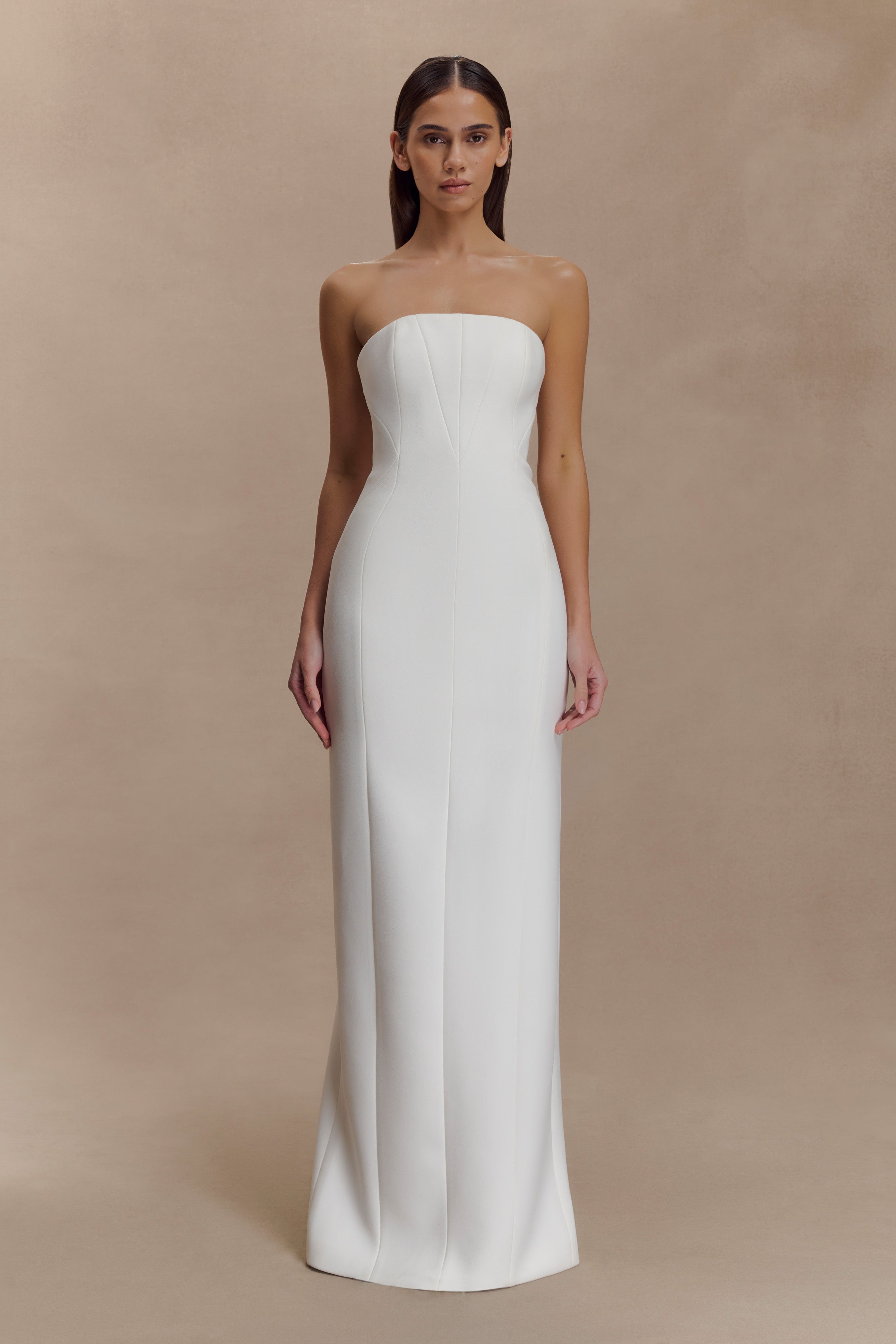 Kalila Strapless Crepe Maxi Dress - White