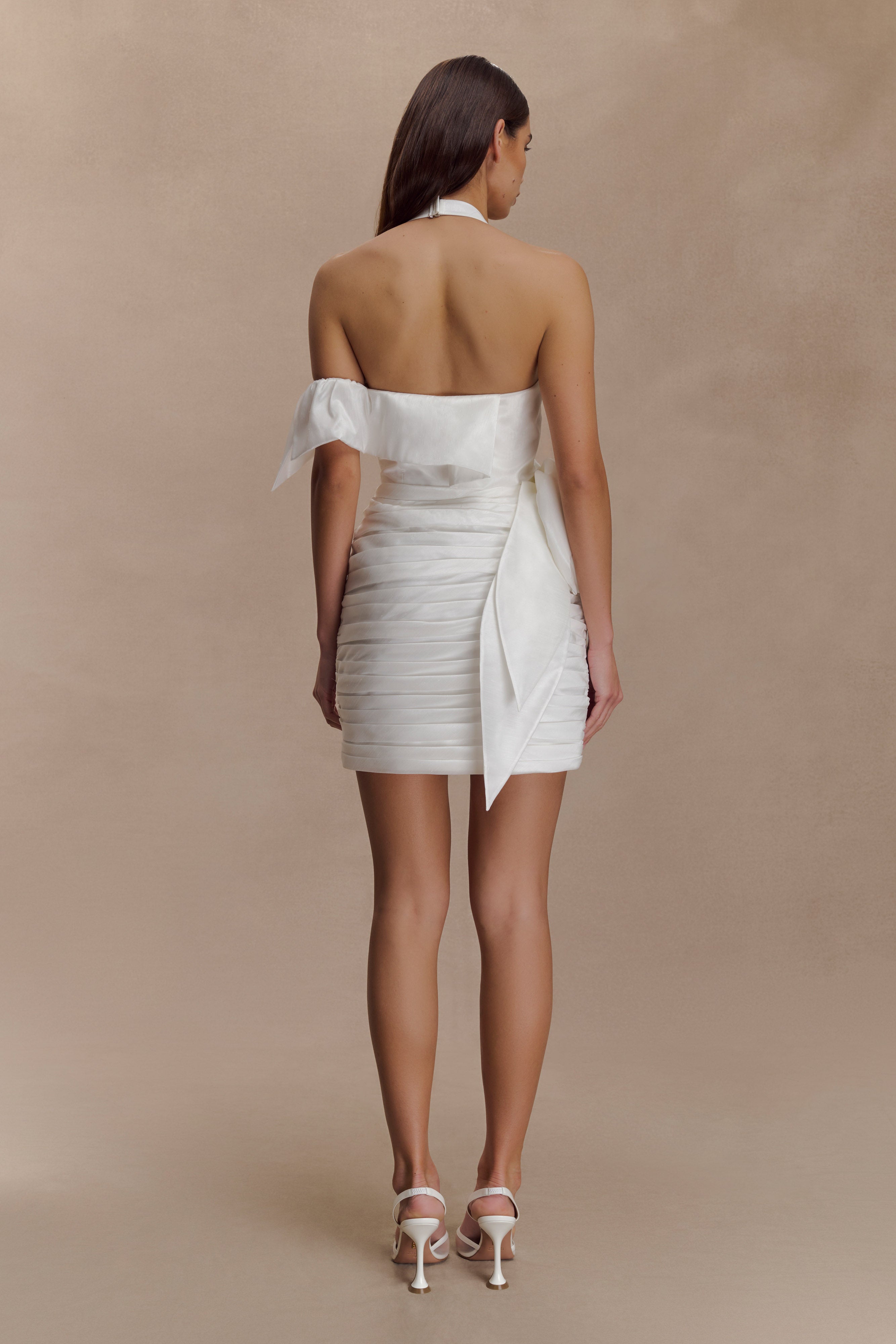 Claudine Taffeta Floral Mini Dress - White