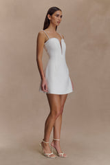 Kingsley Beaded Neckline Mini Dress - Ivory