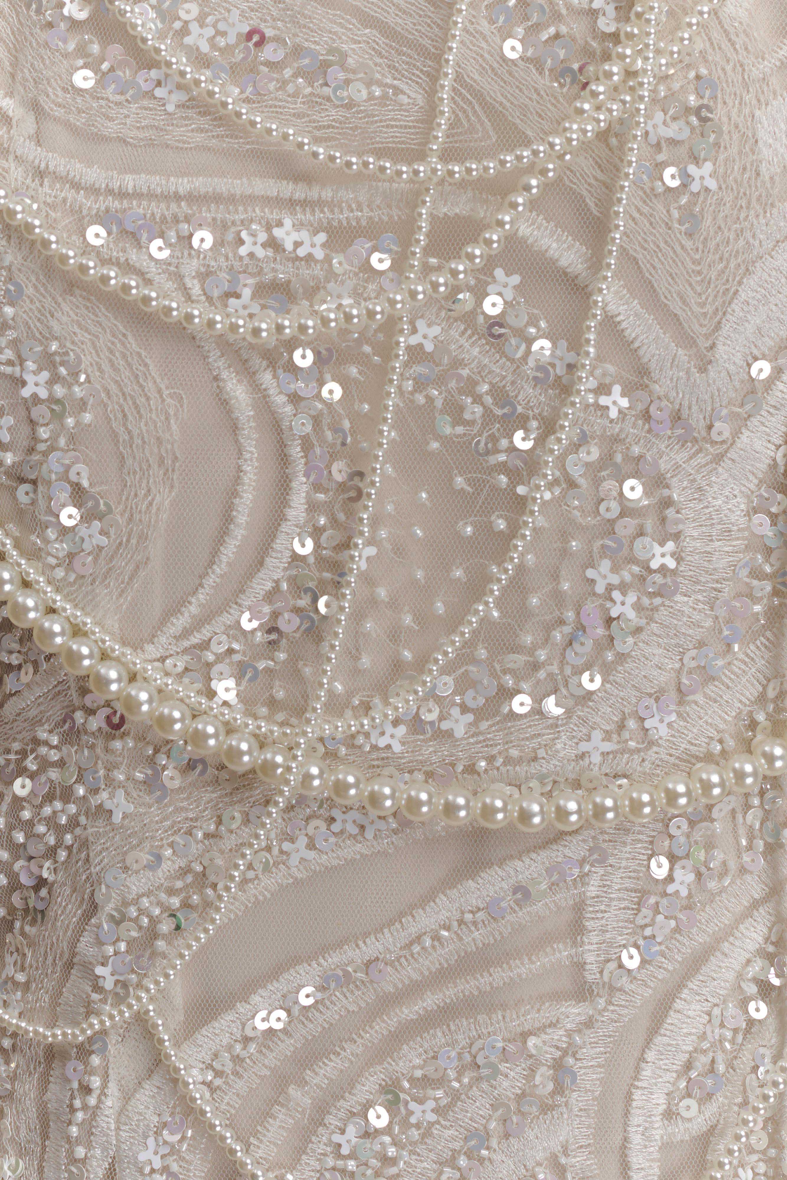 Adora Pearl Halter Mini Dress - White