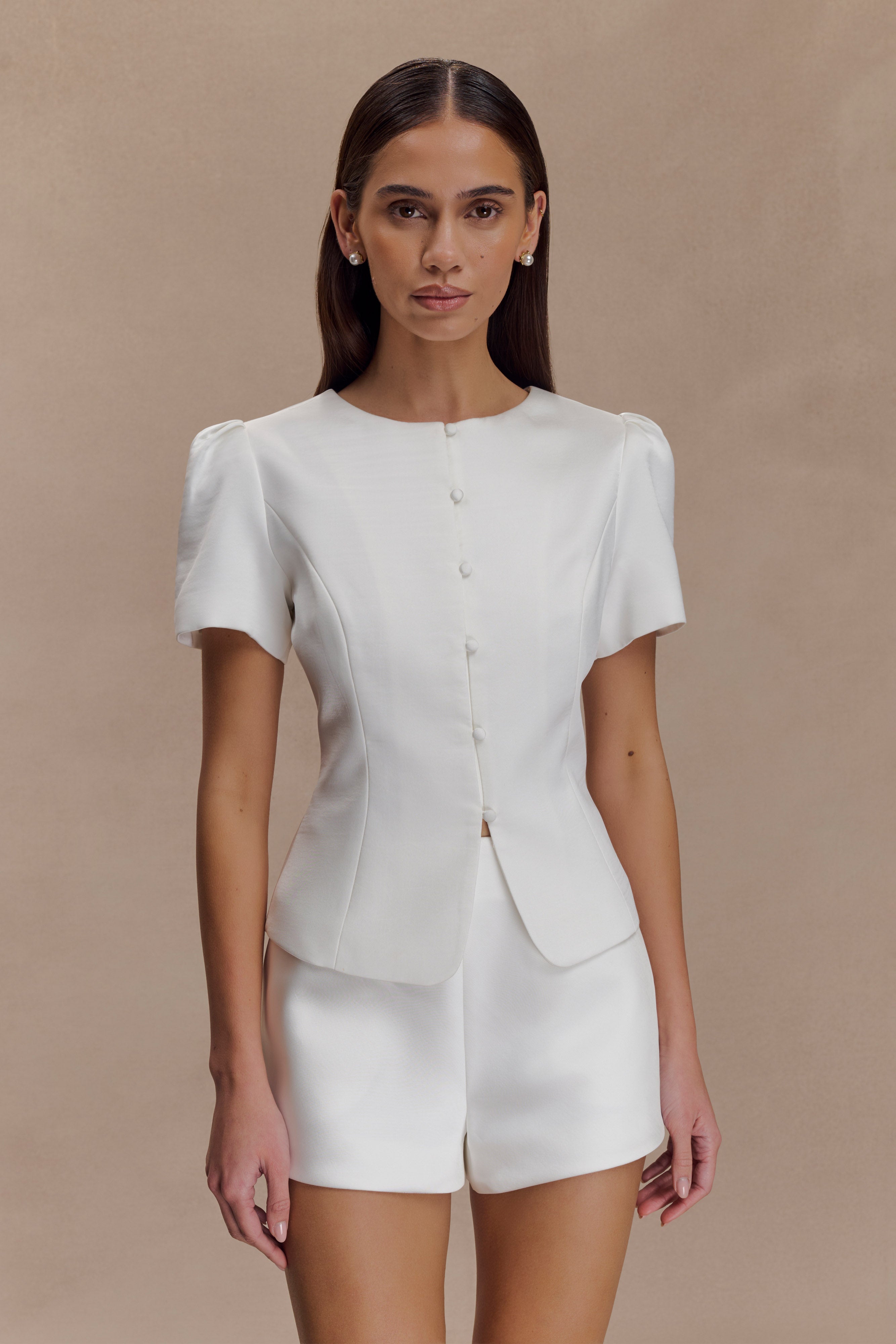 Anne Satin Mini Short - White