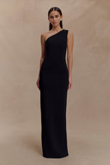 Milena One Shoulder Crepe Maxi Dress - Black