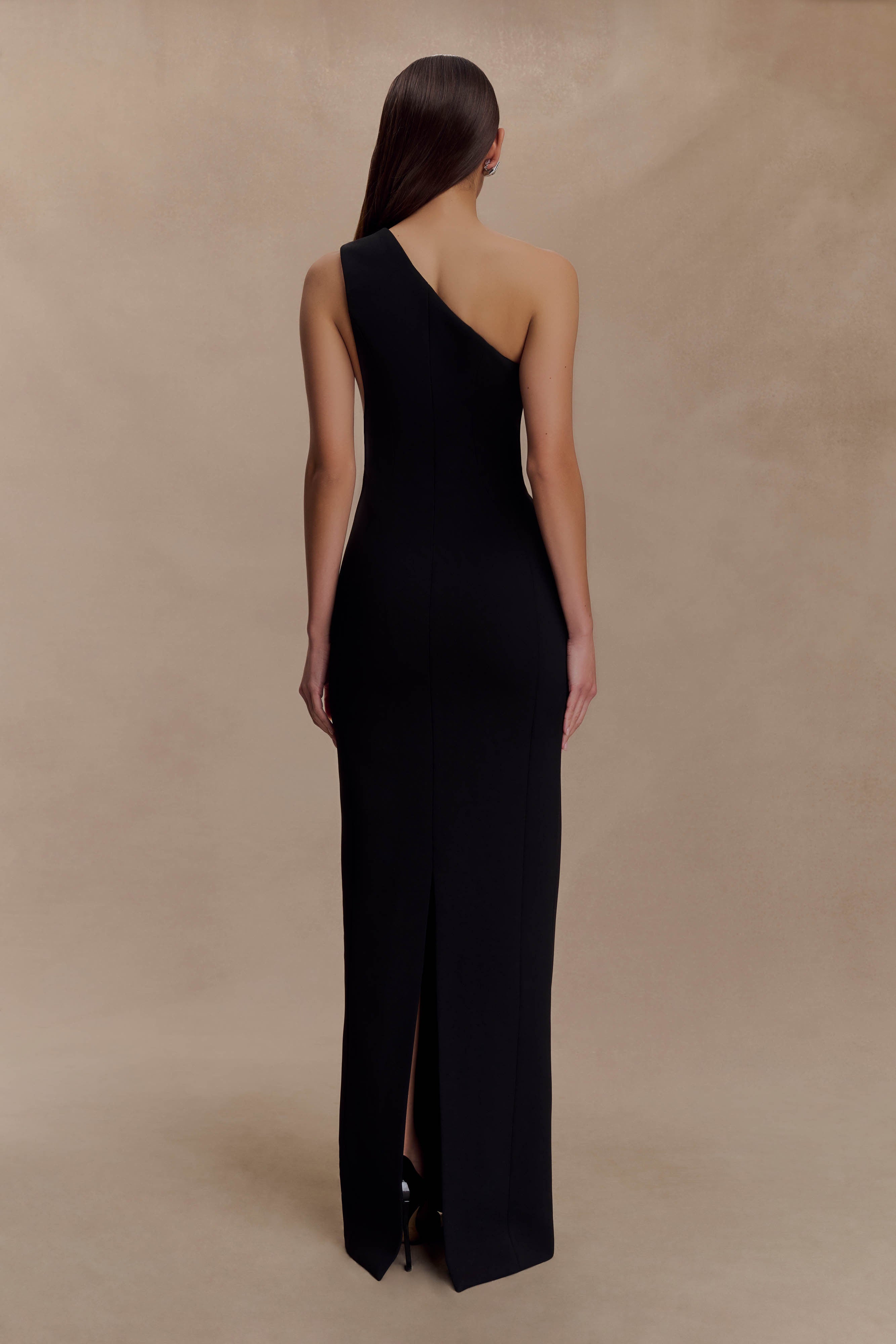 Milena One Shoulder Crepe Maxi Dress - Black