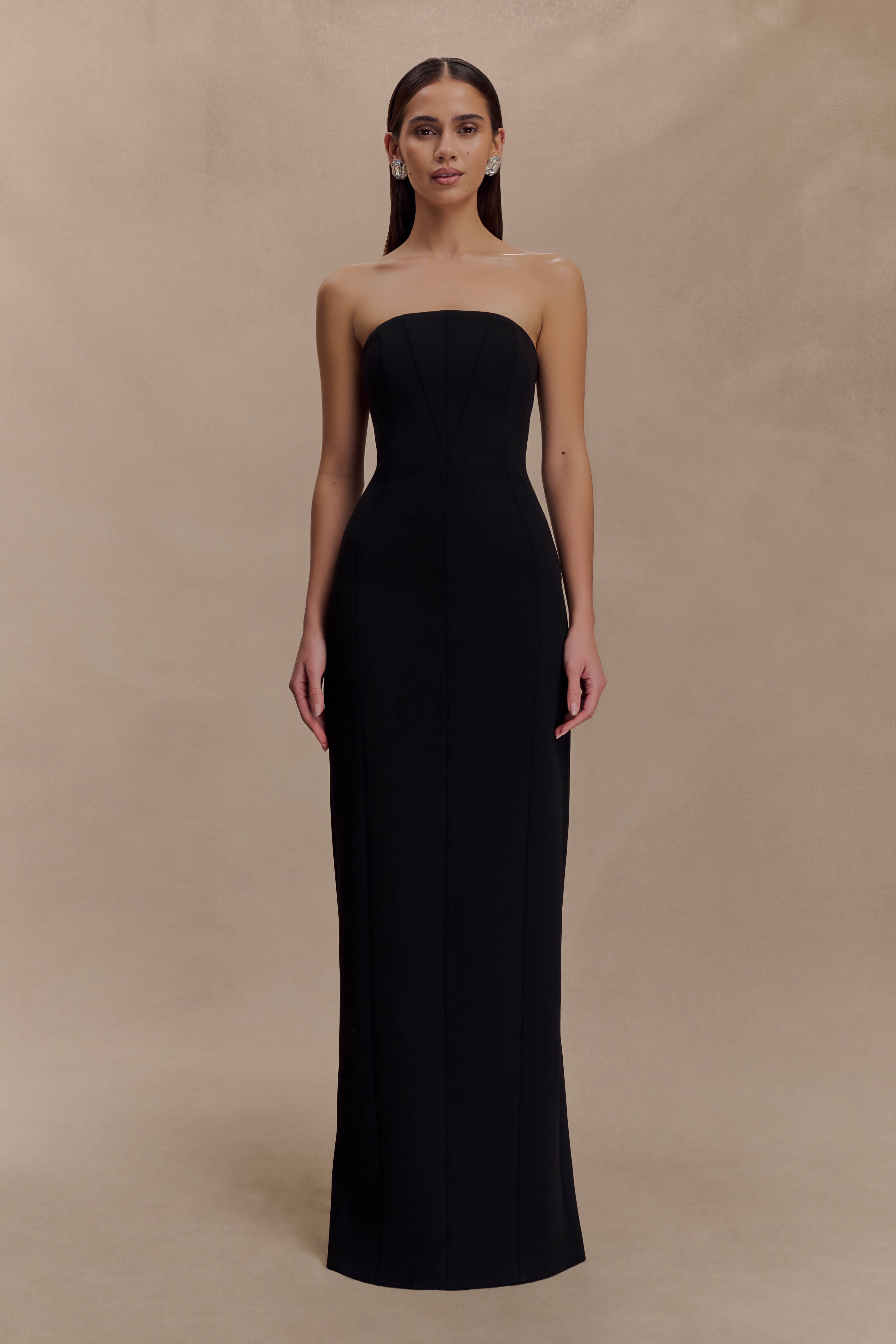 Kalila Strapless Crepe Maxi Dress - Black