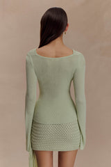 Elowen Knit Cowl Long Sleeve Top - Pastel Green