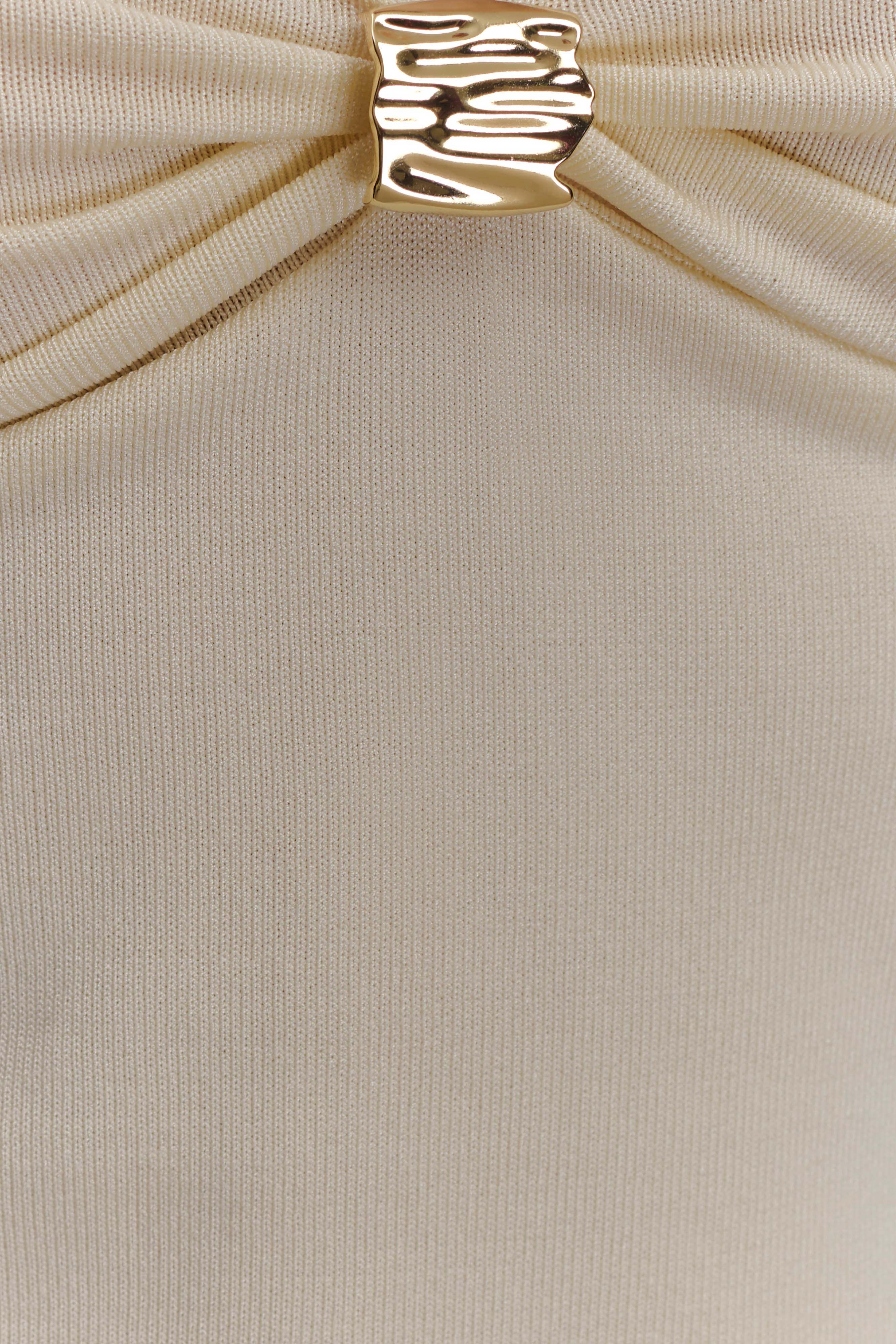 Miraby Front Ruched Knit Long Sleeve Top - Ivory