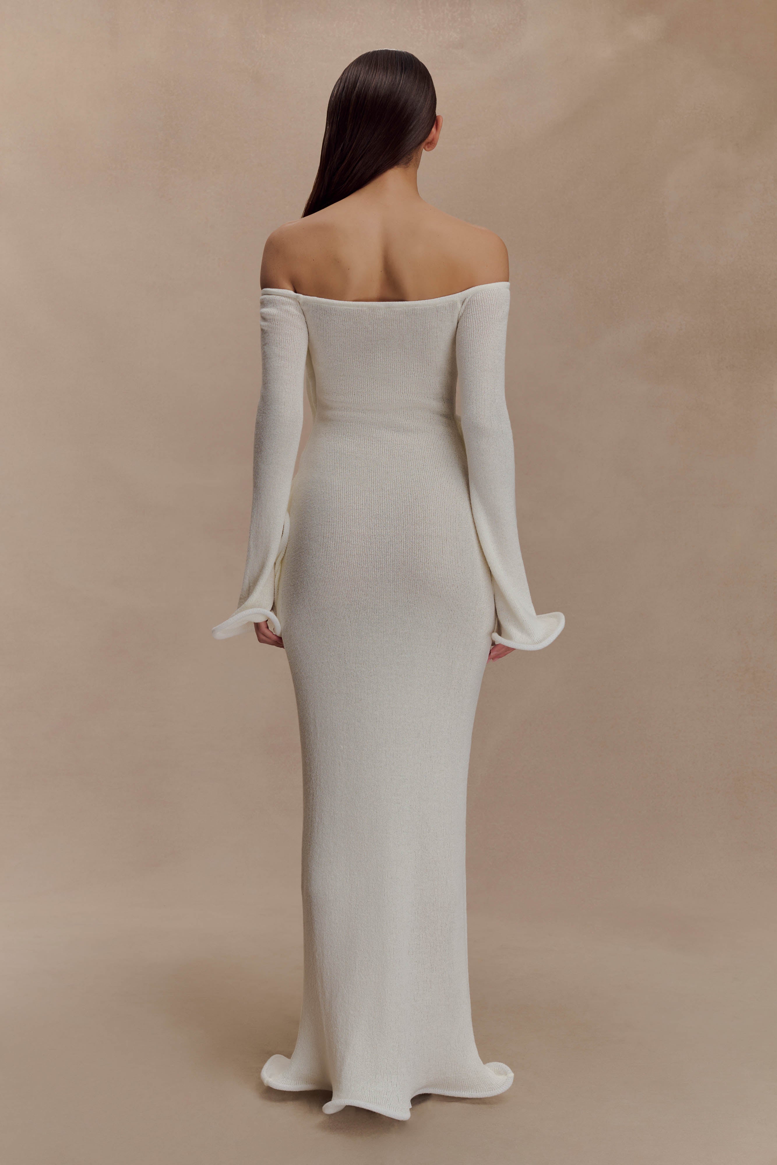 Sandrine Off Shoulder Knit Maxi Dress - White