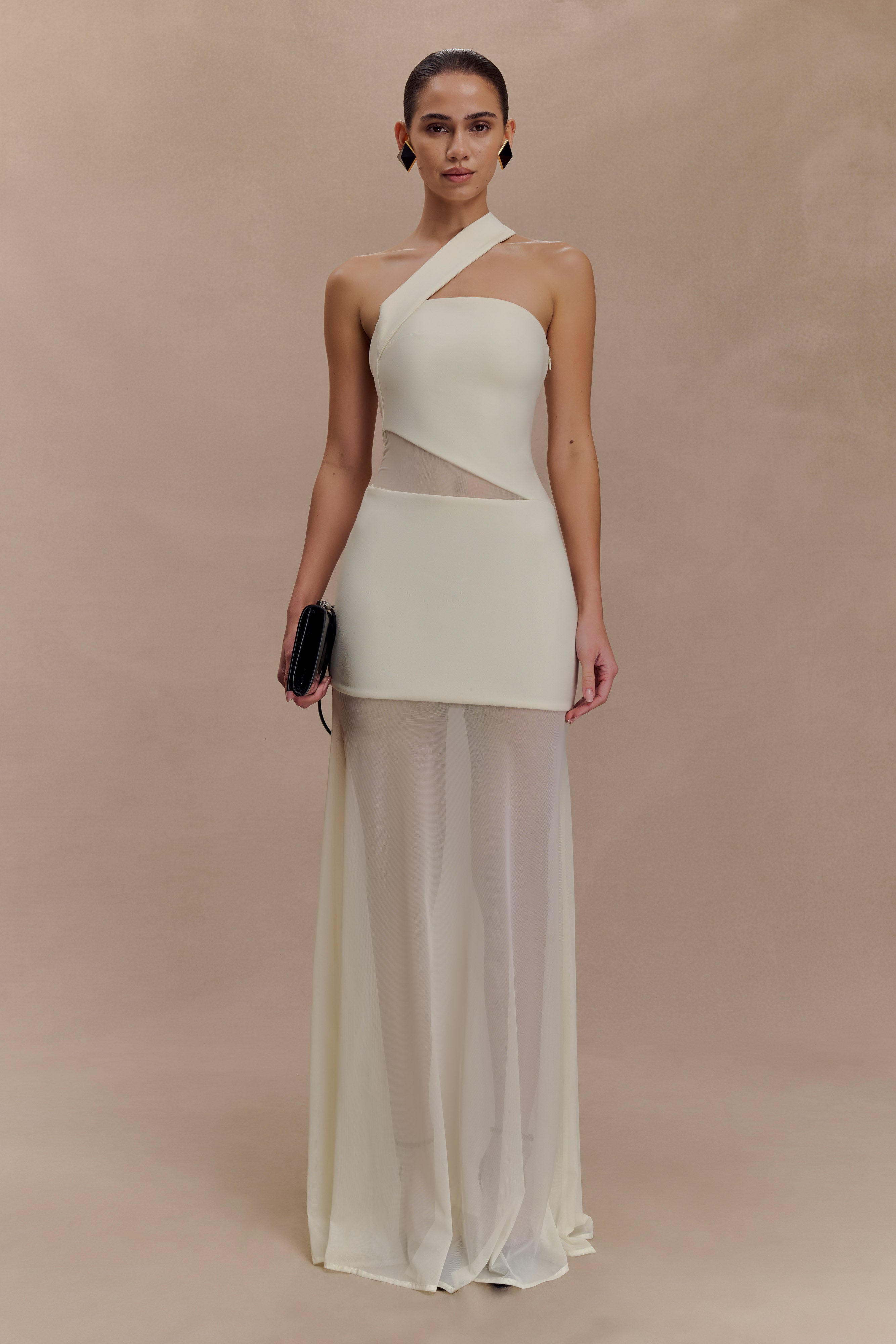 Vashti Cut Out Mesh Maxi Dress - Ivory