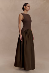 Acacia Contrast Sleeveless Maxi Dress - Chocolate