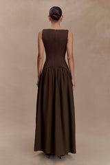 Acacia Contrast Sleeveless Maxi Dress - Chocolate