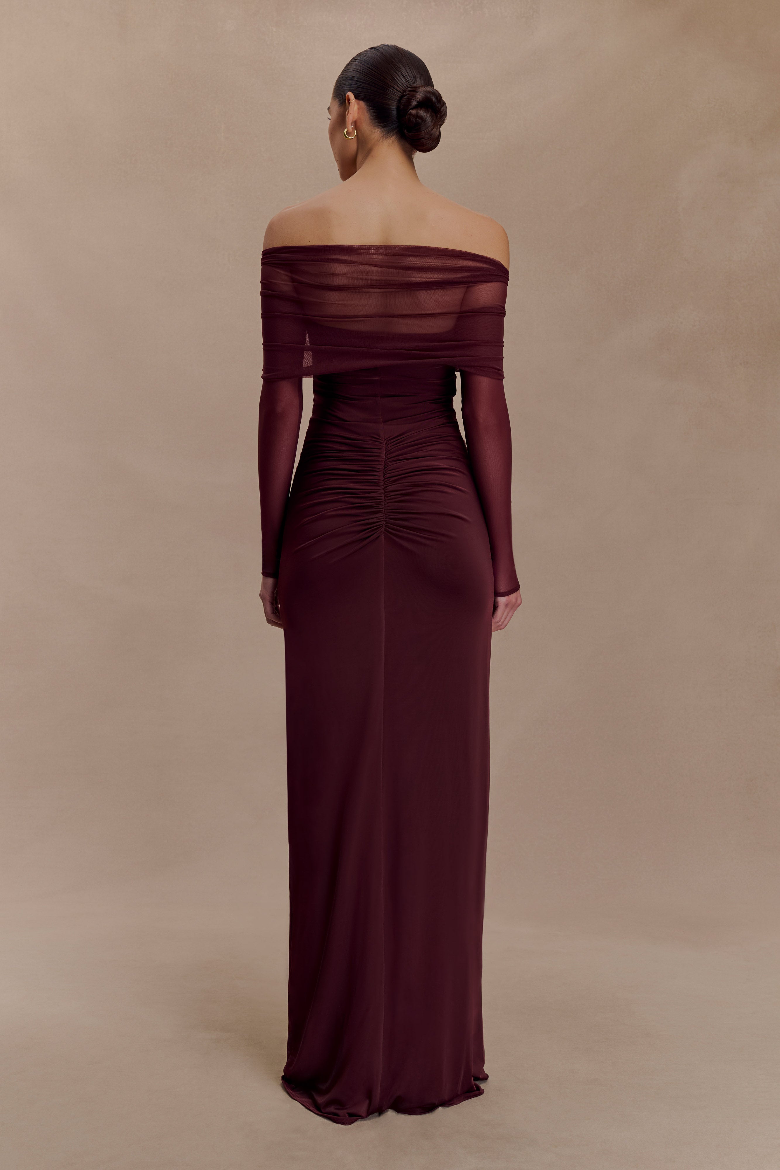 Rafaella Slinky And Mesh Maxi Dress - Mahogany