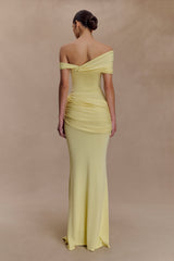 Irene Gathered Knit Maxi Skirt - Lemon