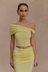 Irene Gathered Knit Top - Lemon