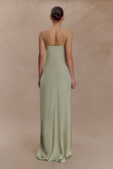 Isadora Lace & Satin Maxi Dress - Sage