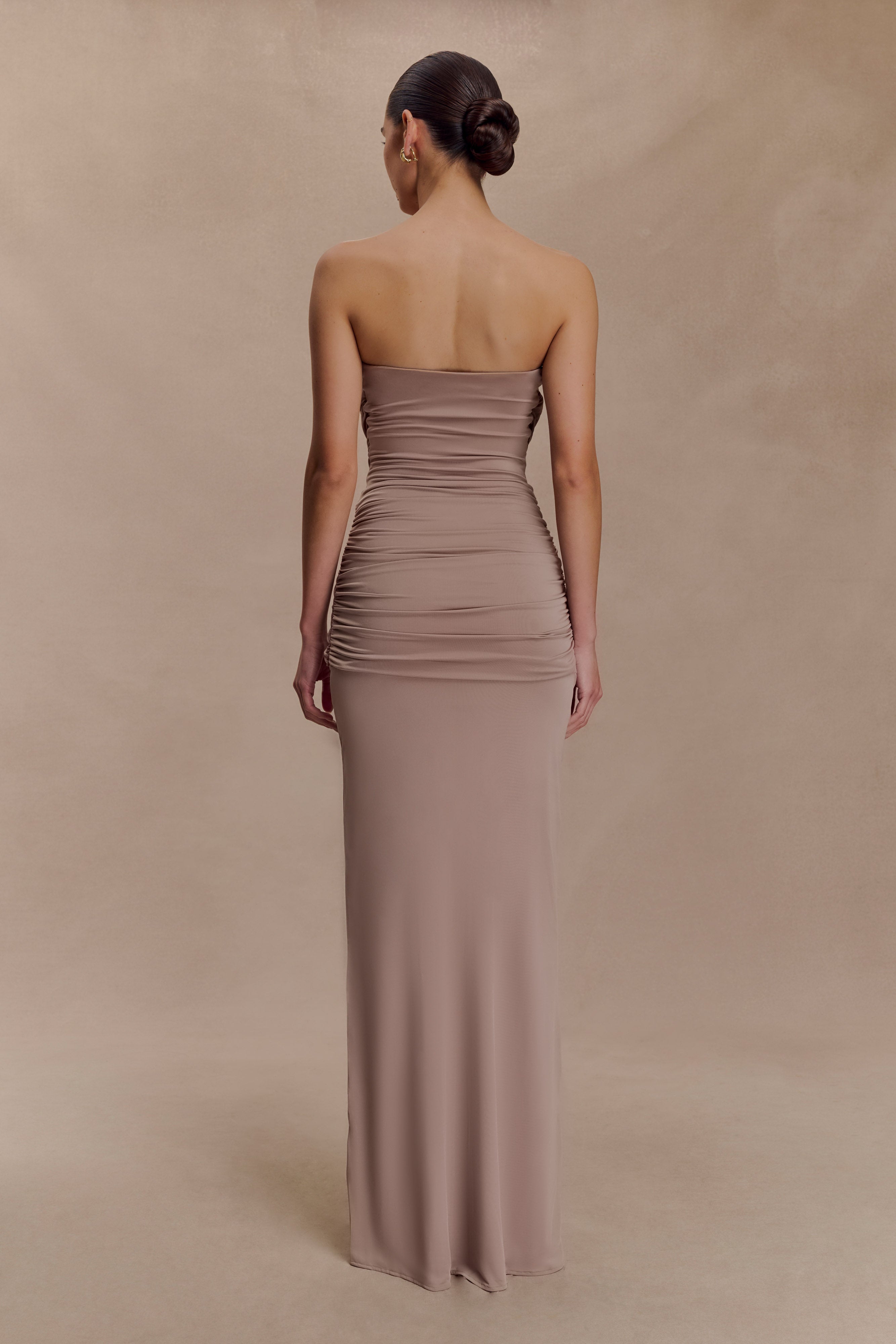 Mirren Strapless Slinky Maxi Dress - Bronze