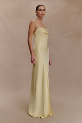 Isadora Lace & Satin Maxi Dress - Lemon