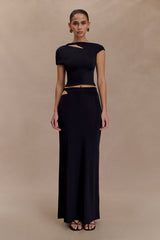 Haven Slinky Twist Midi Skirt - Black