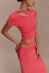 Haven Slinky Twist Midi Skirt - Coral