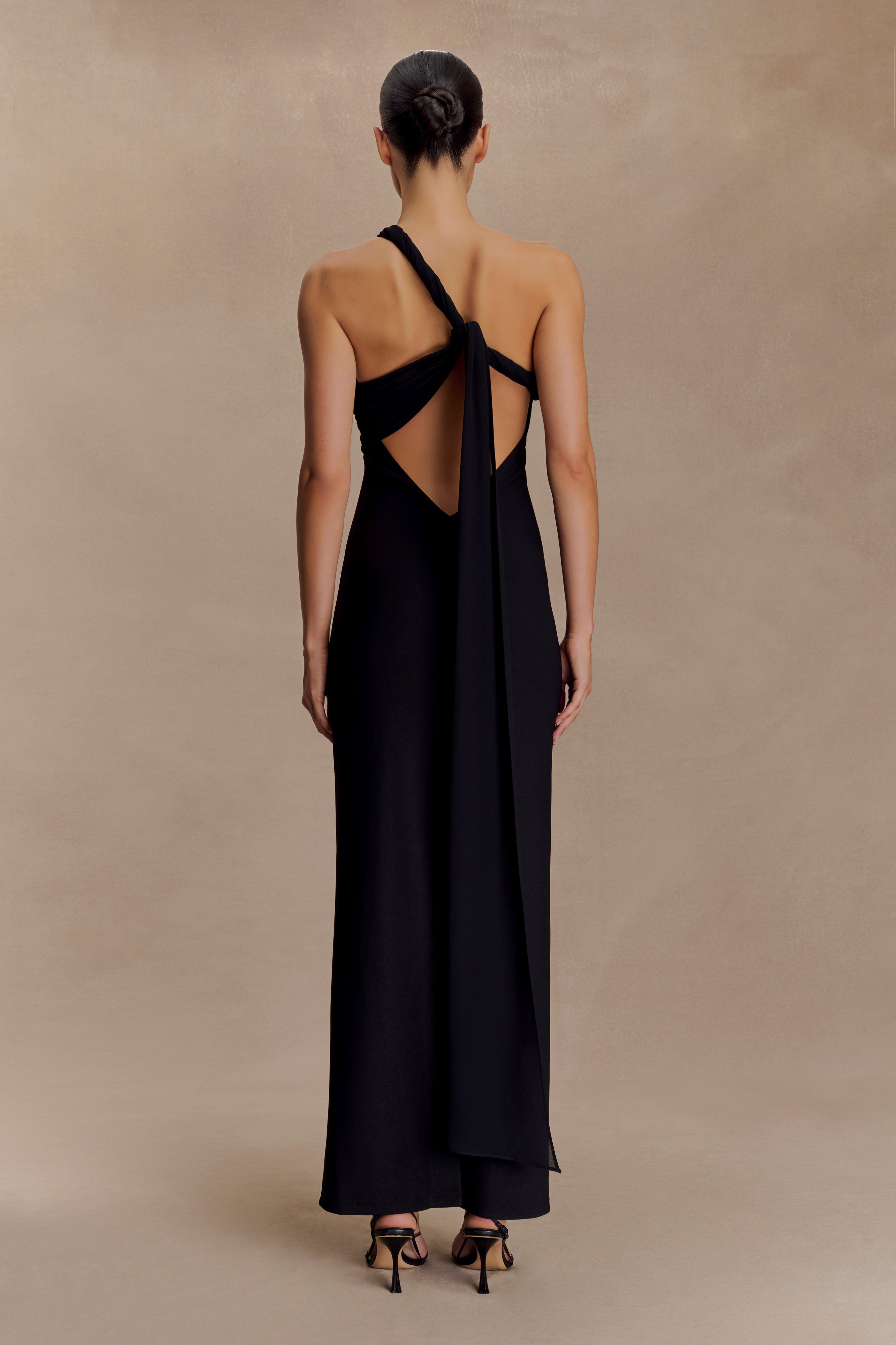Philippa Knotted Crepe Maxi Dress - Black