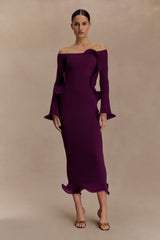 Sandrine Off Shoulder Knit Maxi Dress - Plum
