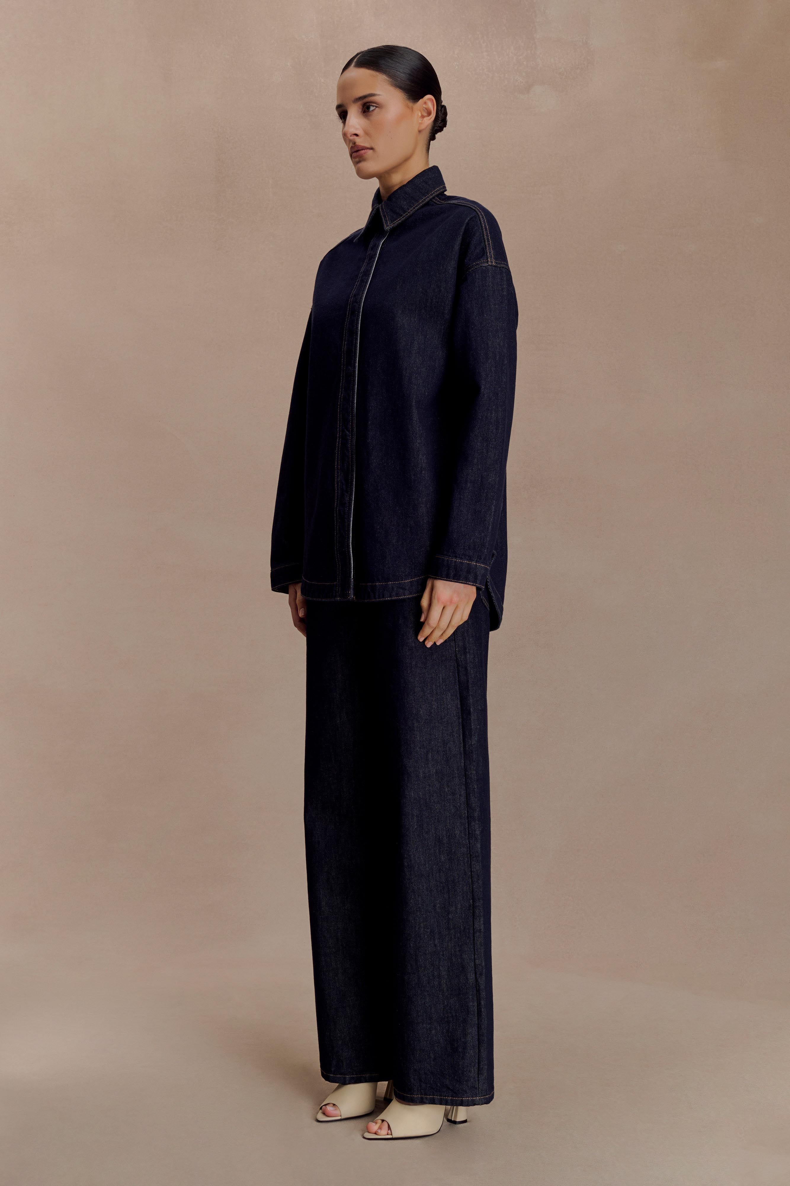 Lioda Oversized Denim Shirt - Washed Indigo Blue