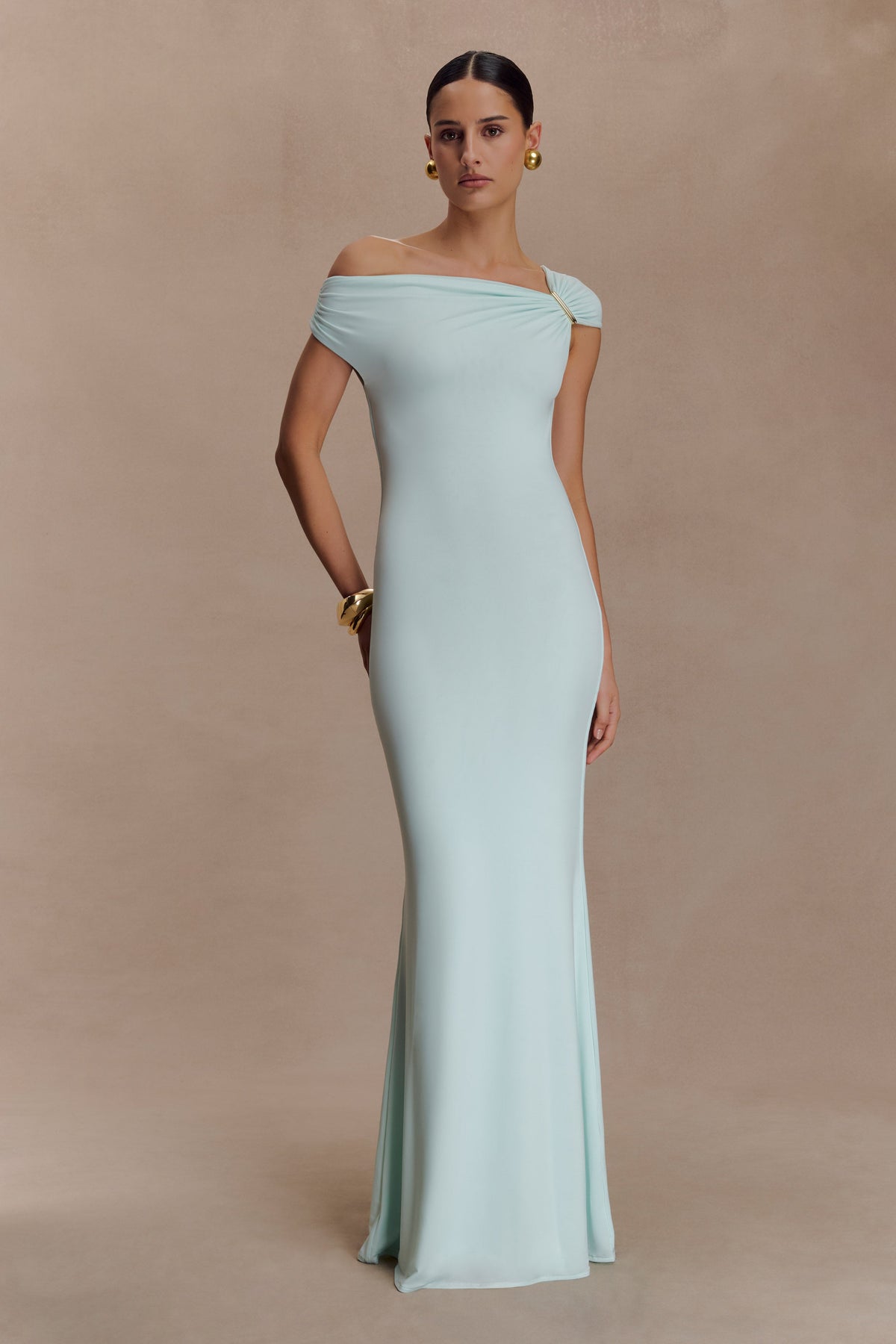 Kinsley Slinky Maxi Dress With Hardware - Lagoon
