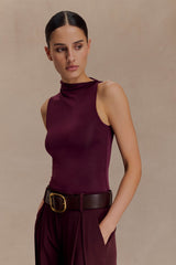 Hadleigh Sleeveless Slinky Top - Burgundy