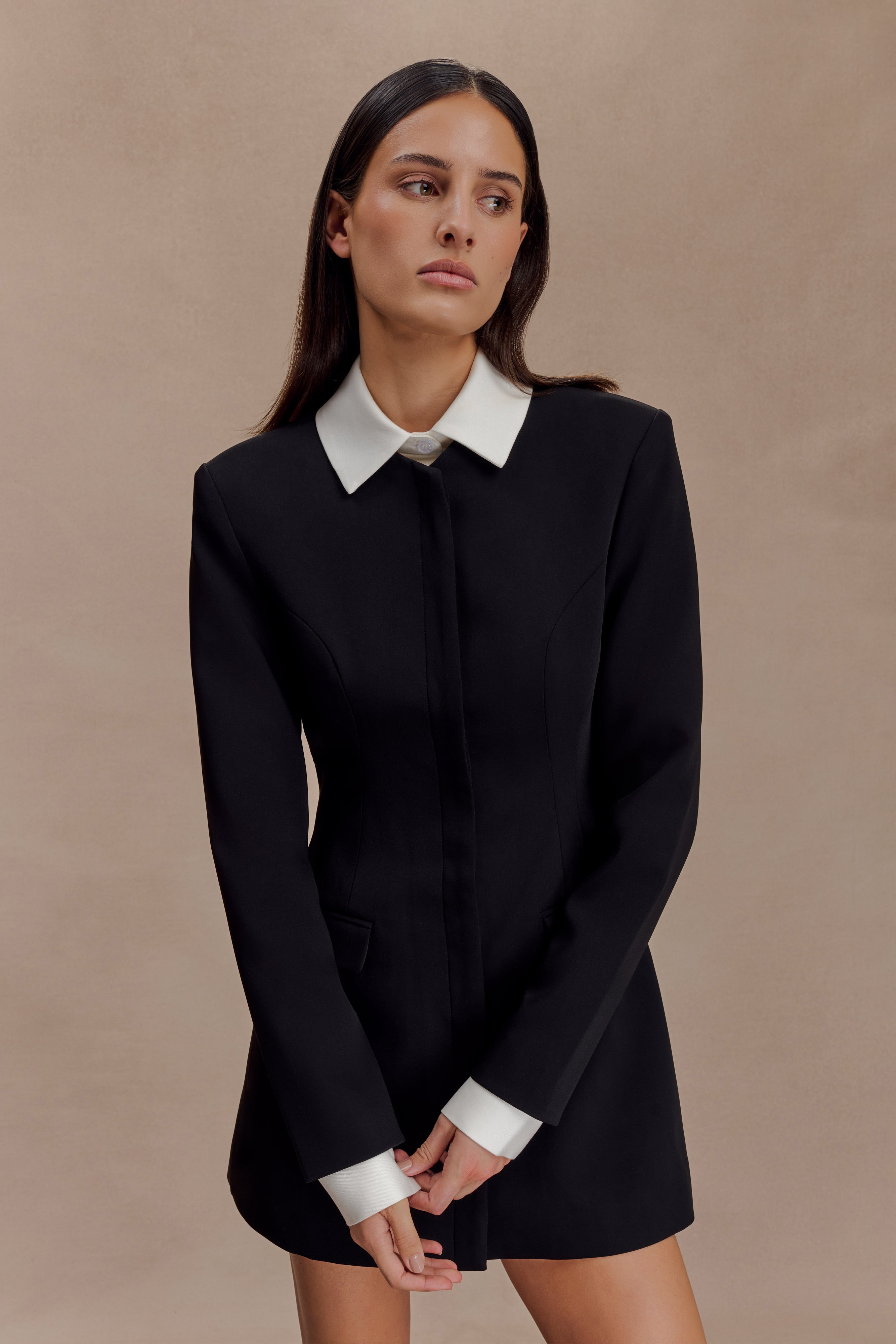 Gretchen Suiting Mini Dress - Black