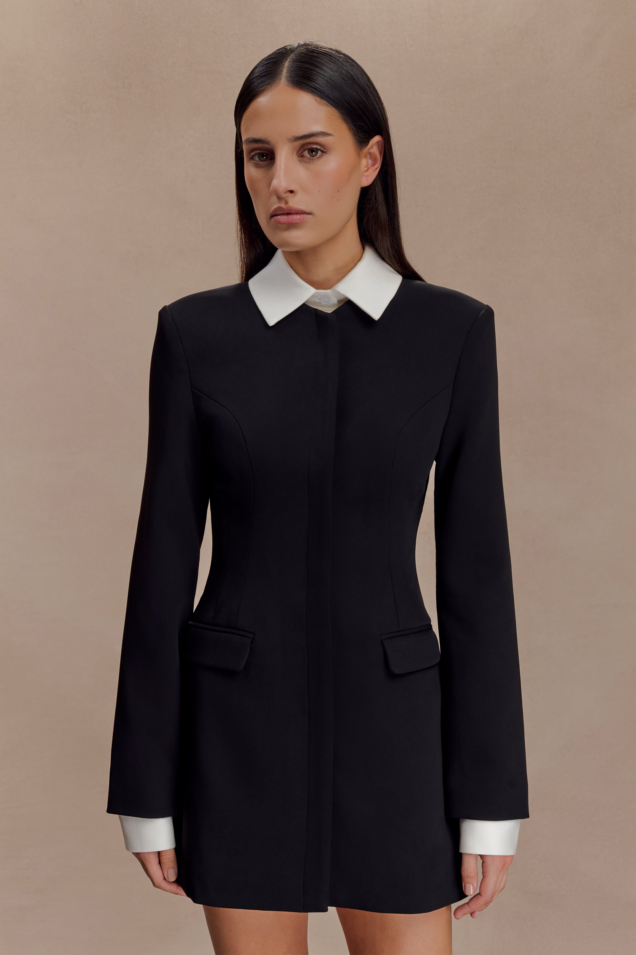 Gretchen Suiting Mini Dress - Black