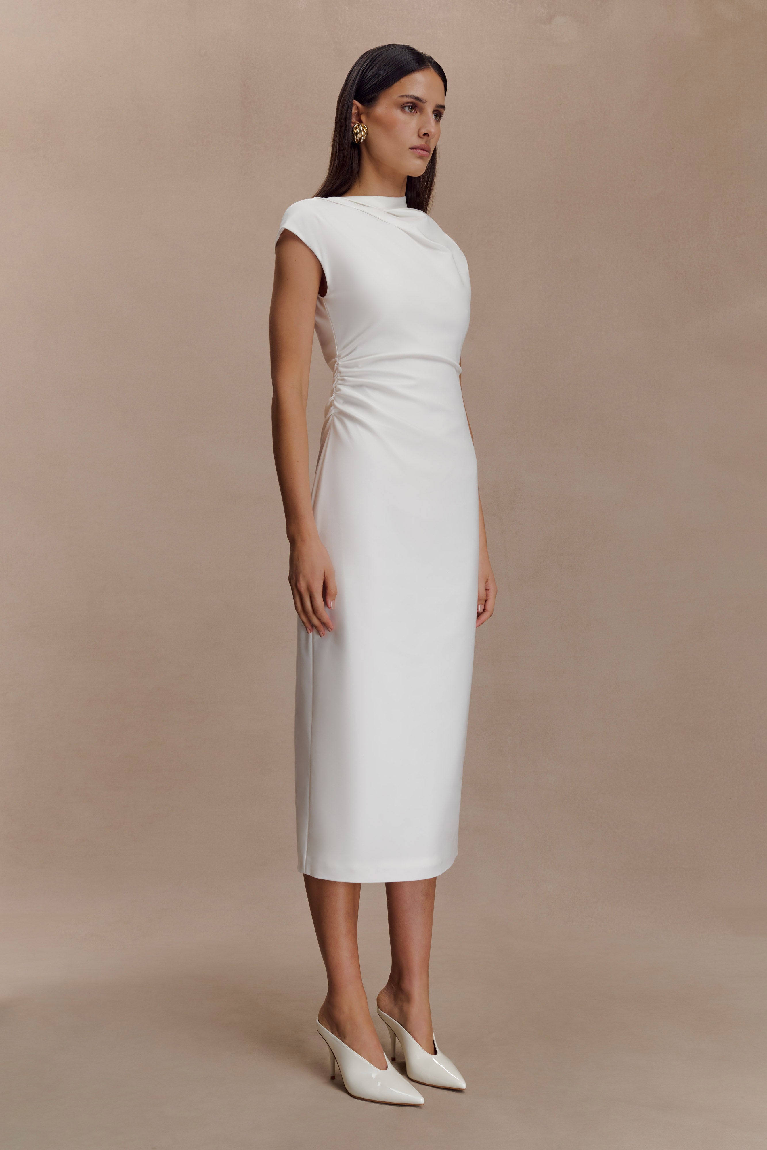 Lorena Cotton Midi Dress - White