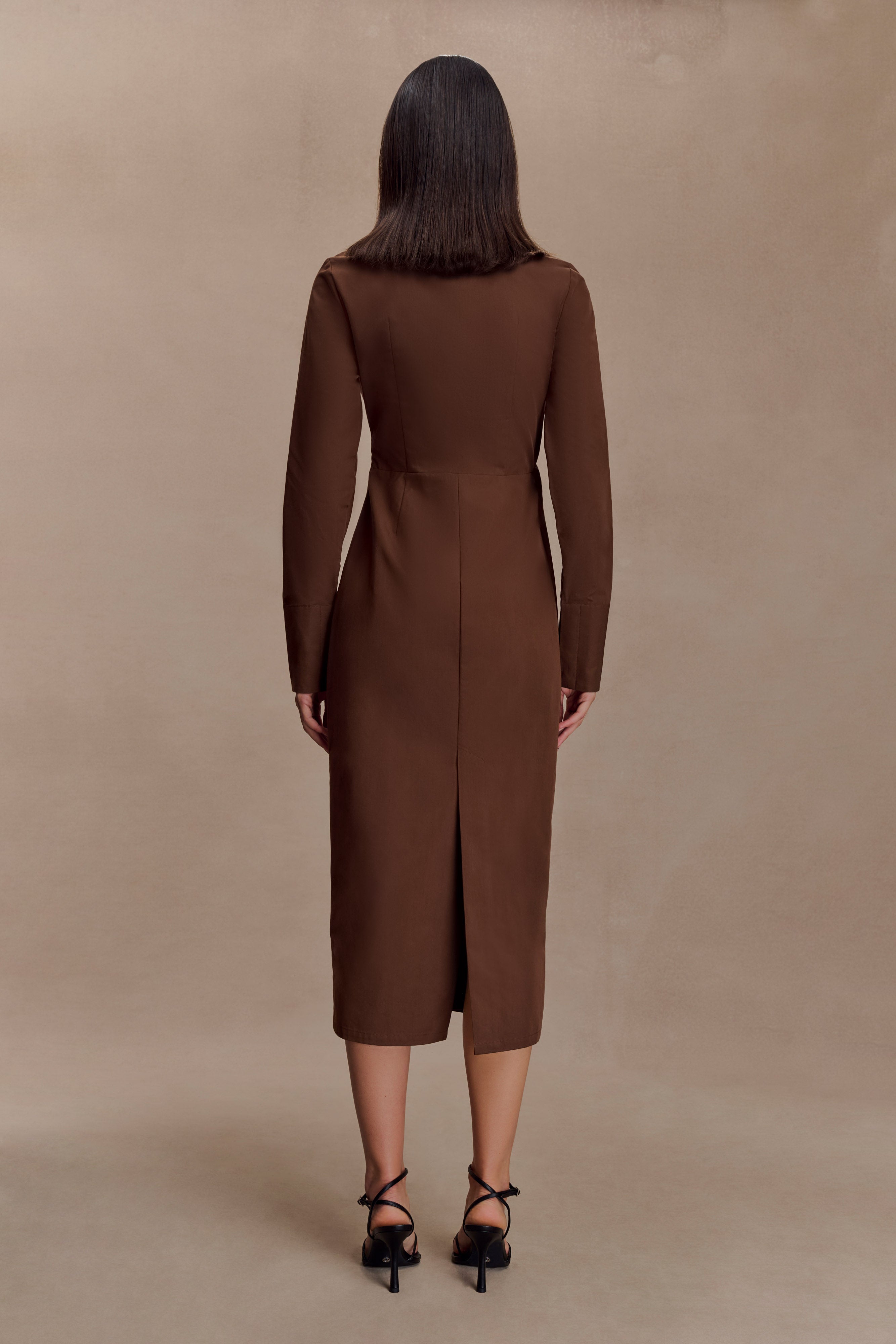 Mikaila Asymmetric Shirt Dress - Dark Chocolate